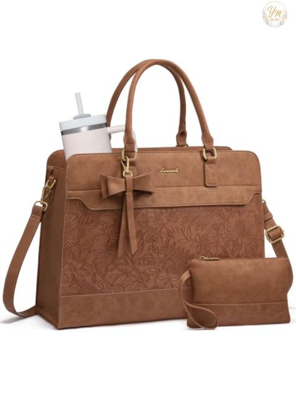 LEATHER LAPTOP TOTE BAG FOR WOMEN, 15.6 INCH, WATERPROOF, WORK BRIEFCASE, WITH